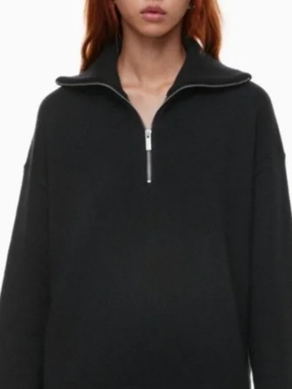 Babaton Merino Wool Black Half-Zip Pullover Sweater